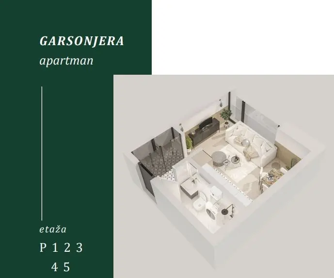 Plan garsonjere od  23m2